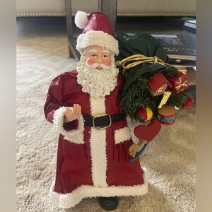 COLLECTIBLE FABRIC MACHE SANTA with Toy Sack
